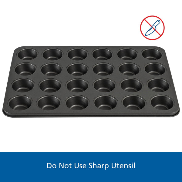 Mainstays 24 Cavity Mini Muffin Pan, Non-Stick Bakeware,1.8 inch Diameter Cups,Gray,Carbon Steel - Image 6